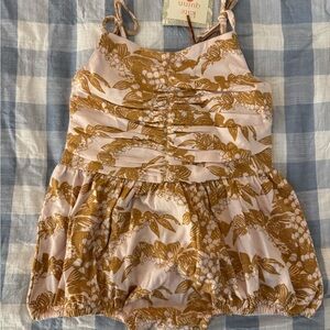 Kate Quinn Kids Romper - Tan and Cream Floral